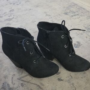 Rampage Black Suede Lace-Up Ankle Booties